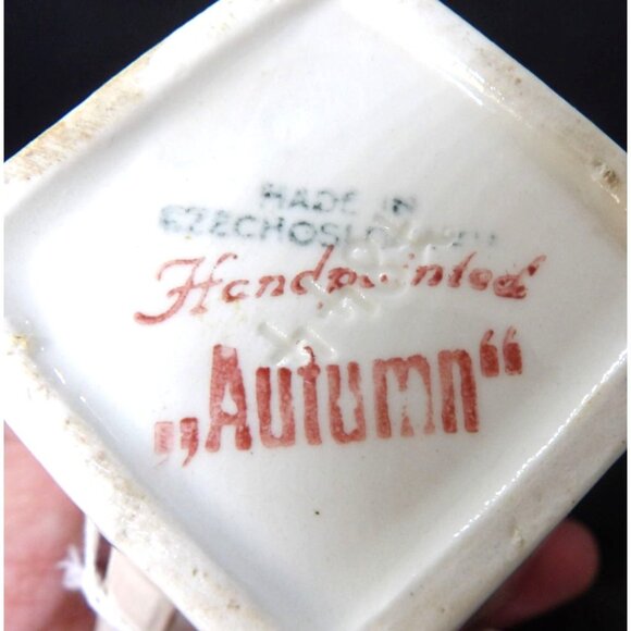 Tea Pot Hand Painted Autumn Leaves made in Czechoslovakia - Picture 5 of 5